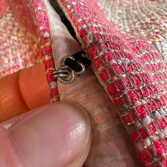 Jonofui Women's Tweed 3/4 Sleeve Lined Blazer Jacket‎ Pink Medium Silk lining - Picture 14 of 16